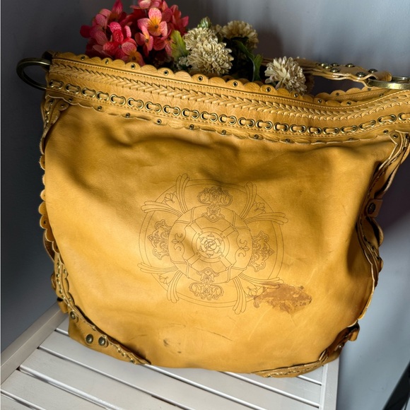 Kate Landry Collection Leather Shoulder Bag With Studded Detailing & Scalloped - Picture 1 of 12